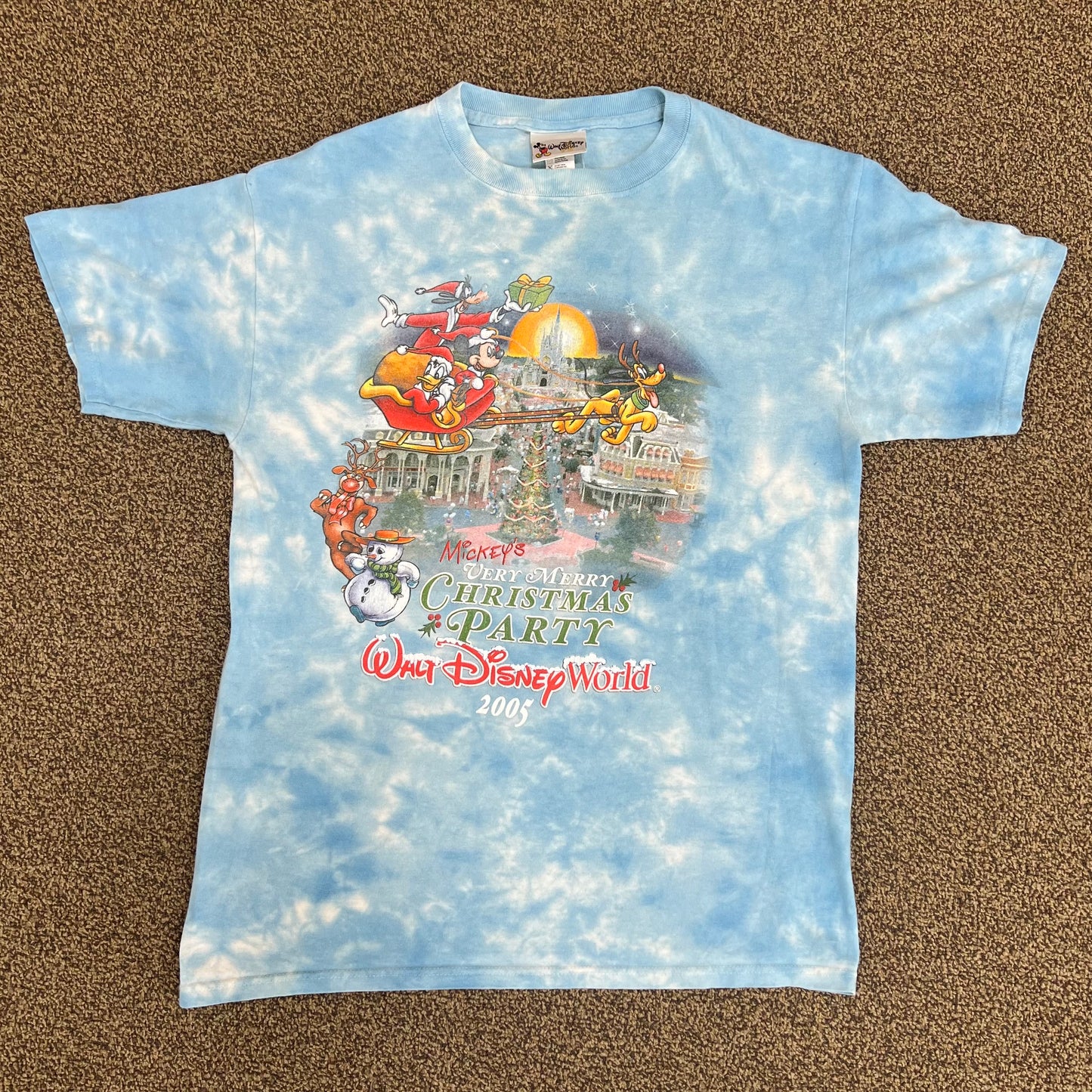 Vintage Disney World 2005 Mickey's Very Merry Christmas Tie Dye Tee