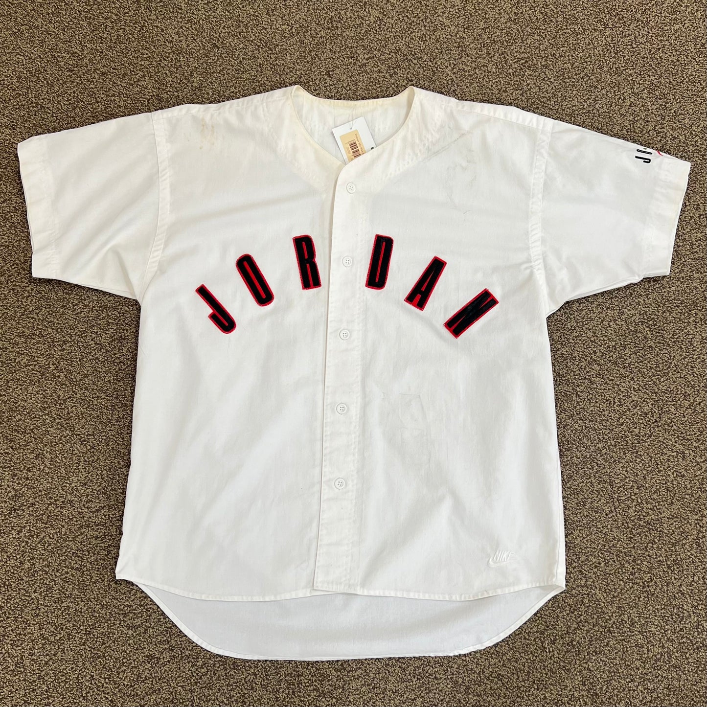 Vintage 90s Nike Air Jordan Stitched White/Black SS Baseball Jersey