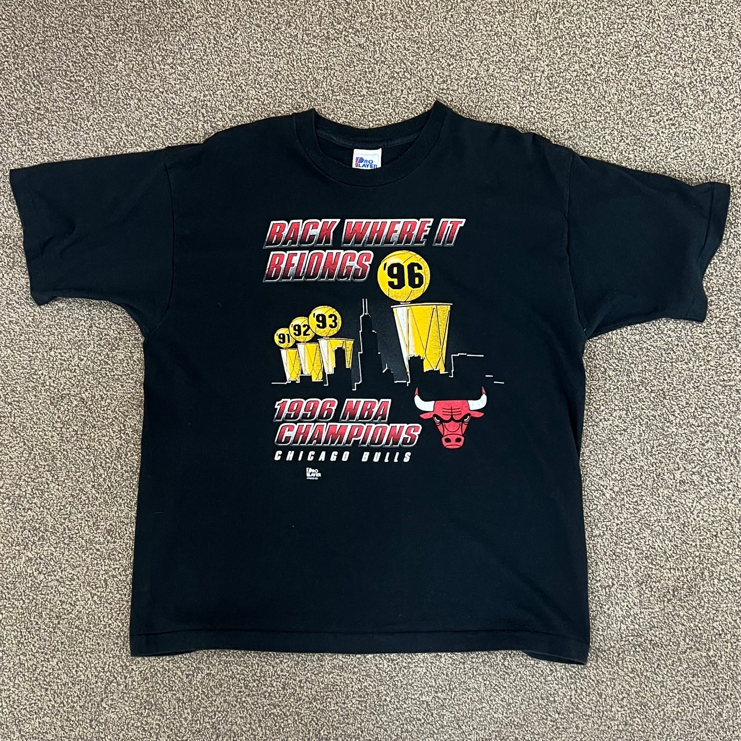 Vintage Pro Player Chicago Bulls 1996 NBA Champs Tee