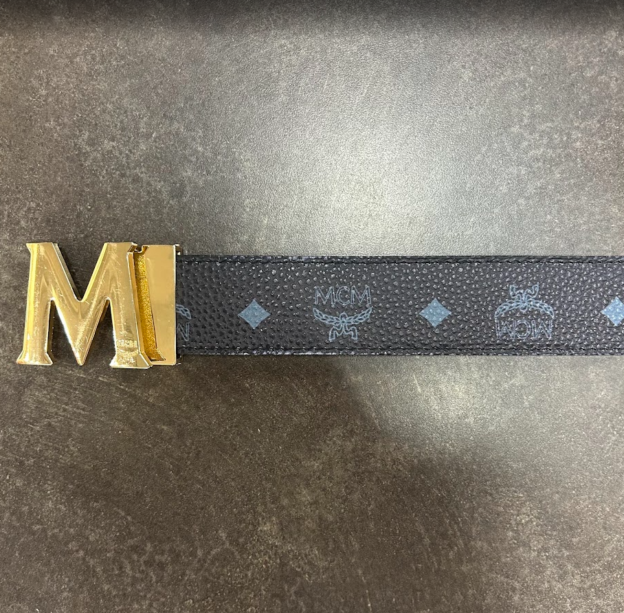 MCM M Reversible Belt Visetos Antique 1.75" Black