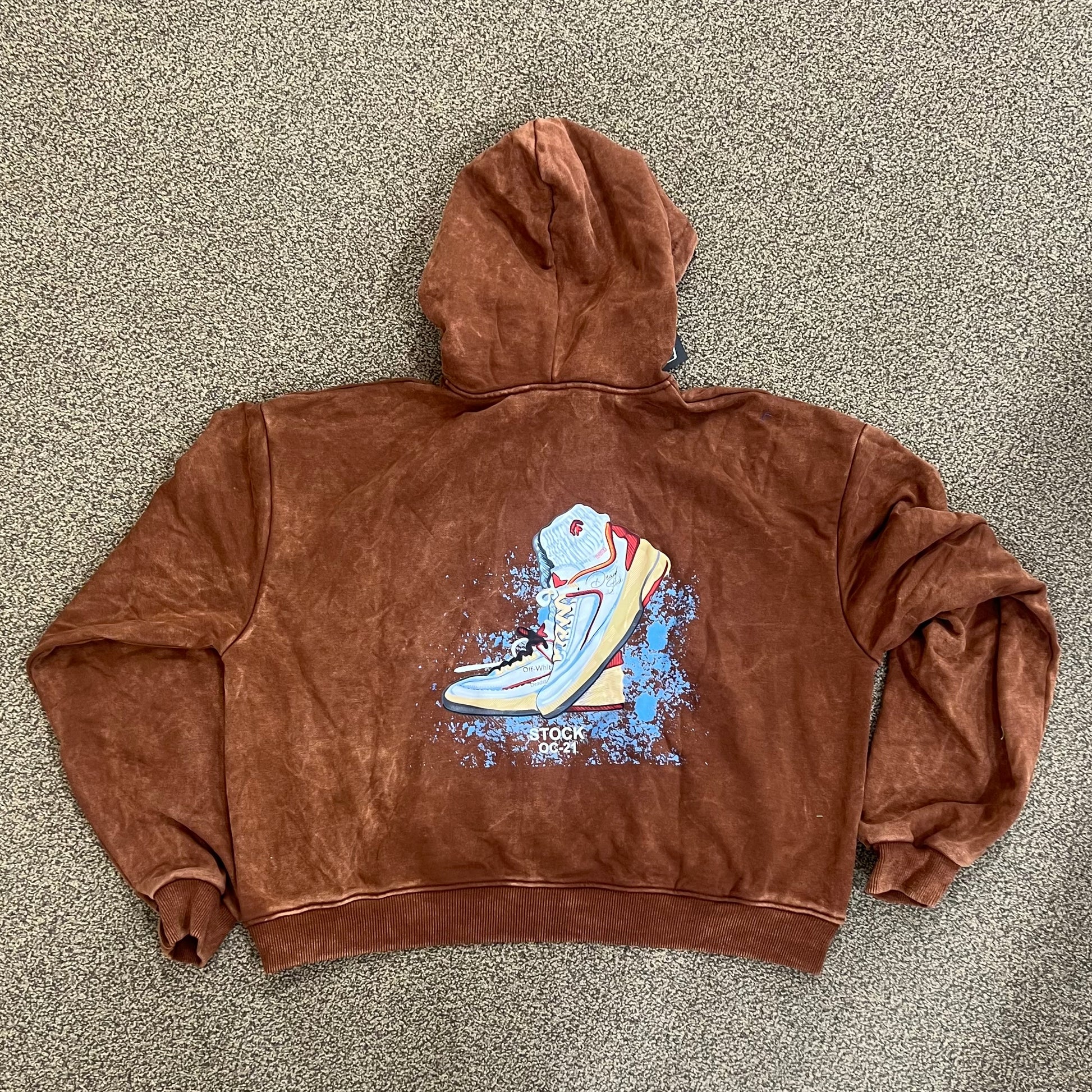 Deadstock Stock 21 Off-White Jordan 2 Washed Brown Hoodie