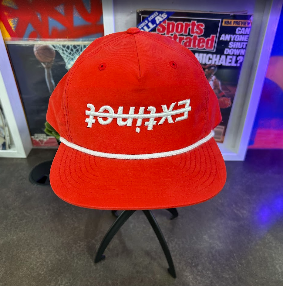 ExtinctMale Red Net Stitch Logo Hat