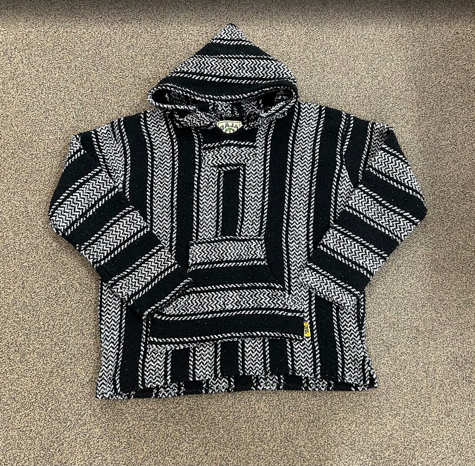Baja Joes Stripped Woven Hoodie Black/White