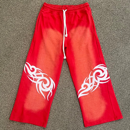 True Saint Flared Red Flame Sweatpants