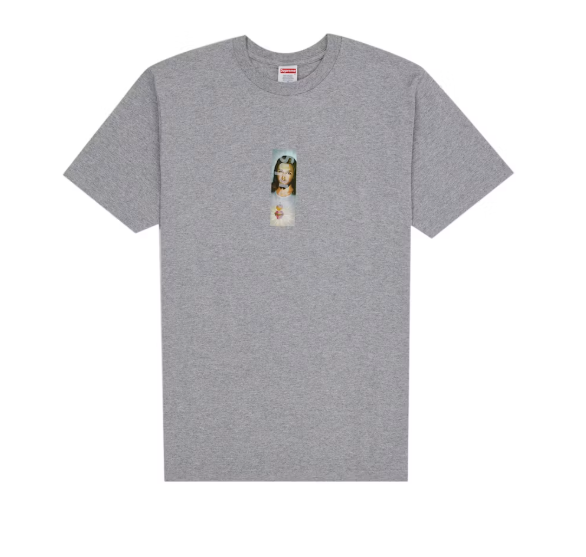 Supreme Prayer Card Box Logo Tee Heather Gray