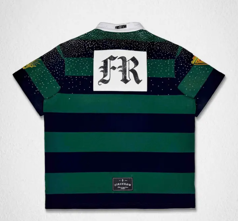 First Row State Club Rugby Rhinestone Polo Green/Navy