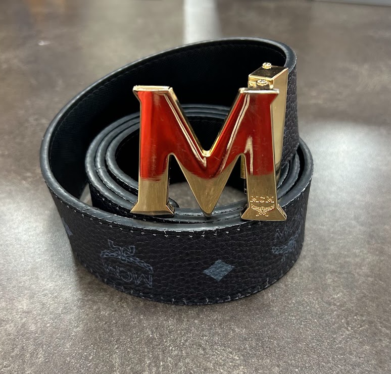 MCM M Reversible Belt Visetos Antique 1.75" Black