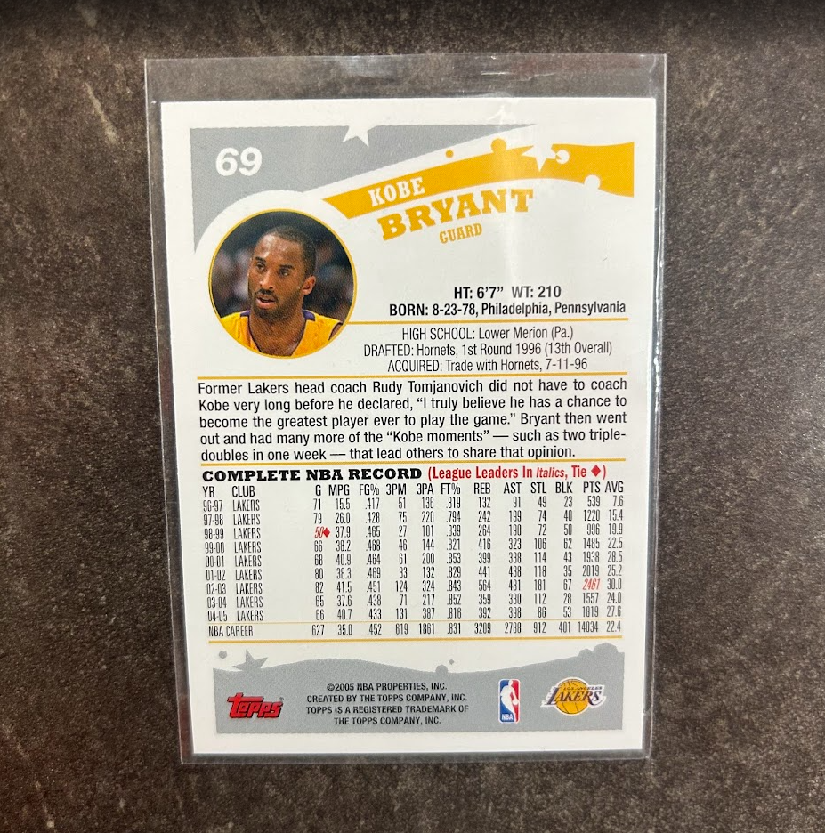 MINT Topps 2005 Kobe Bryant #69 Card