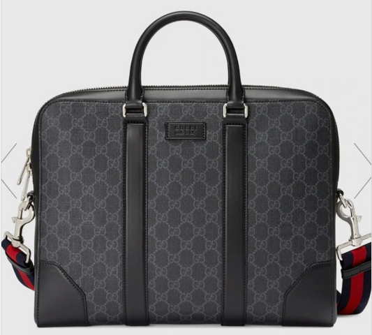 Gucci Monogram Canvas GG Supreme Briefcase/Laptop Bag Black
