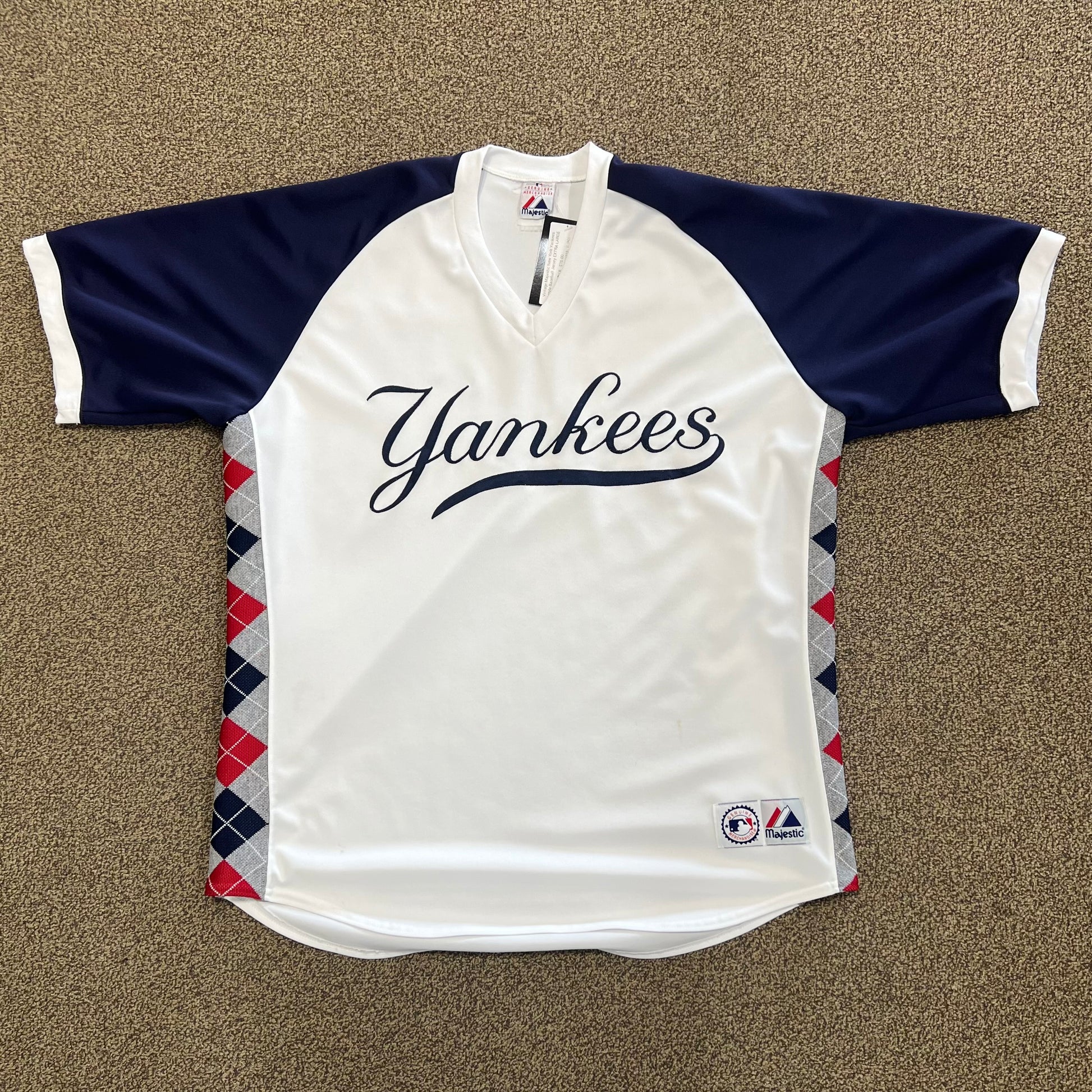 Vintage Majestic New York Yankees Argyle Baseball Jersey