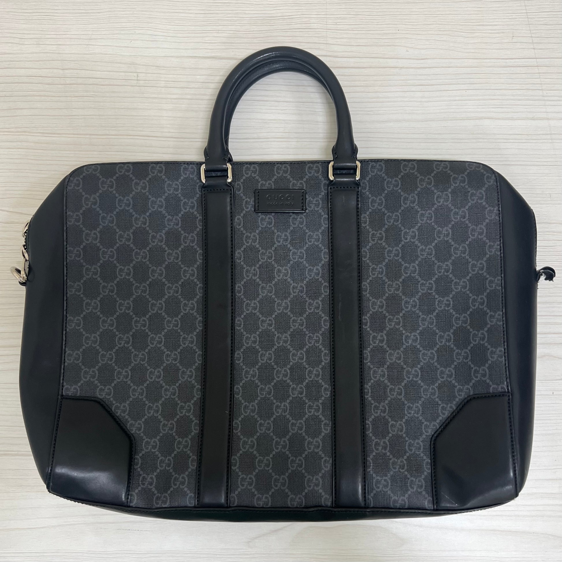 Gucci Monogram Canvas GG Supreme Briefcase/Laptop Bag Black