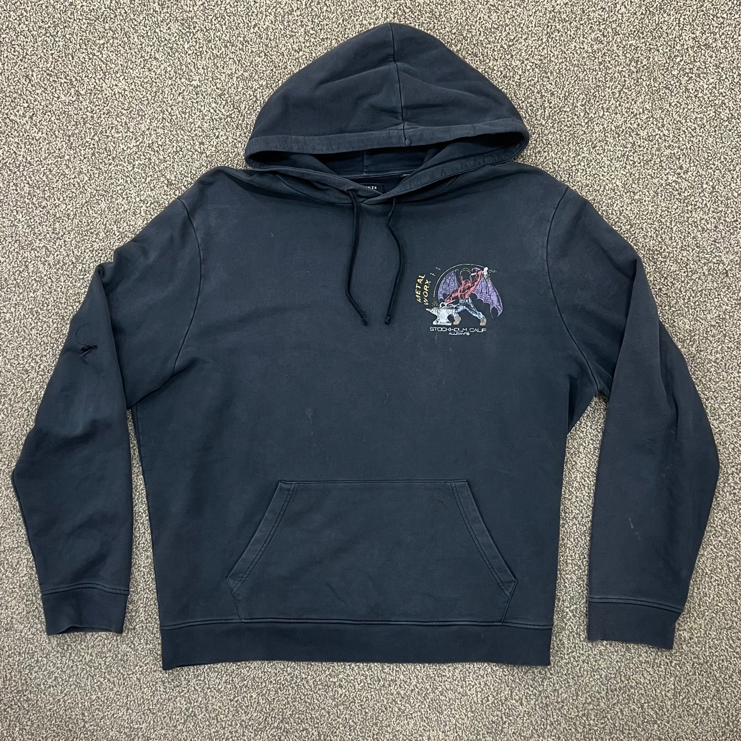 AllSaints Worx Pullover Hoodie Washed Black