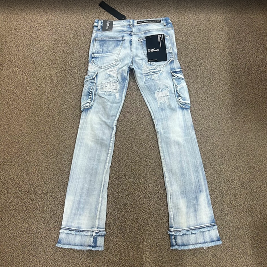 C'est La Vie Stacked Washed Jeans