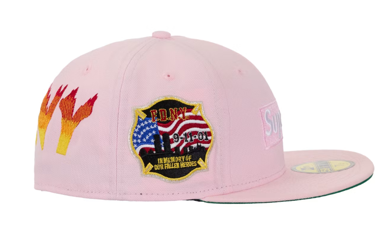 Supreme FDNY Box Logo New Era 59Fifty Fitted Cap Pink