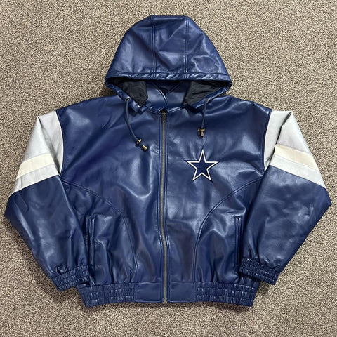 Vintage Game Day Hooded Pleather Dallas Cowboys Jacket