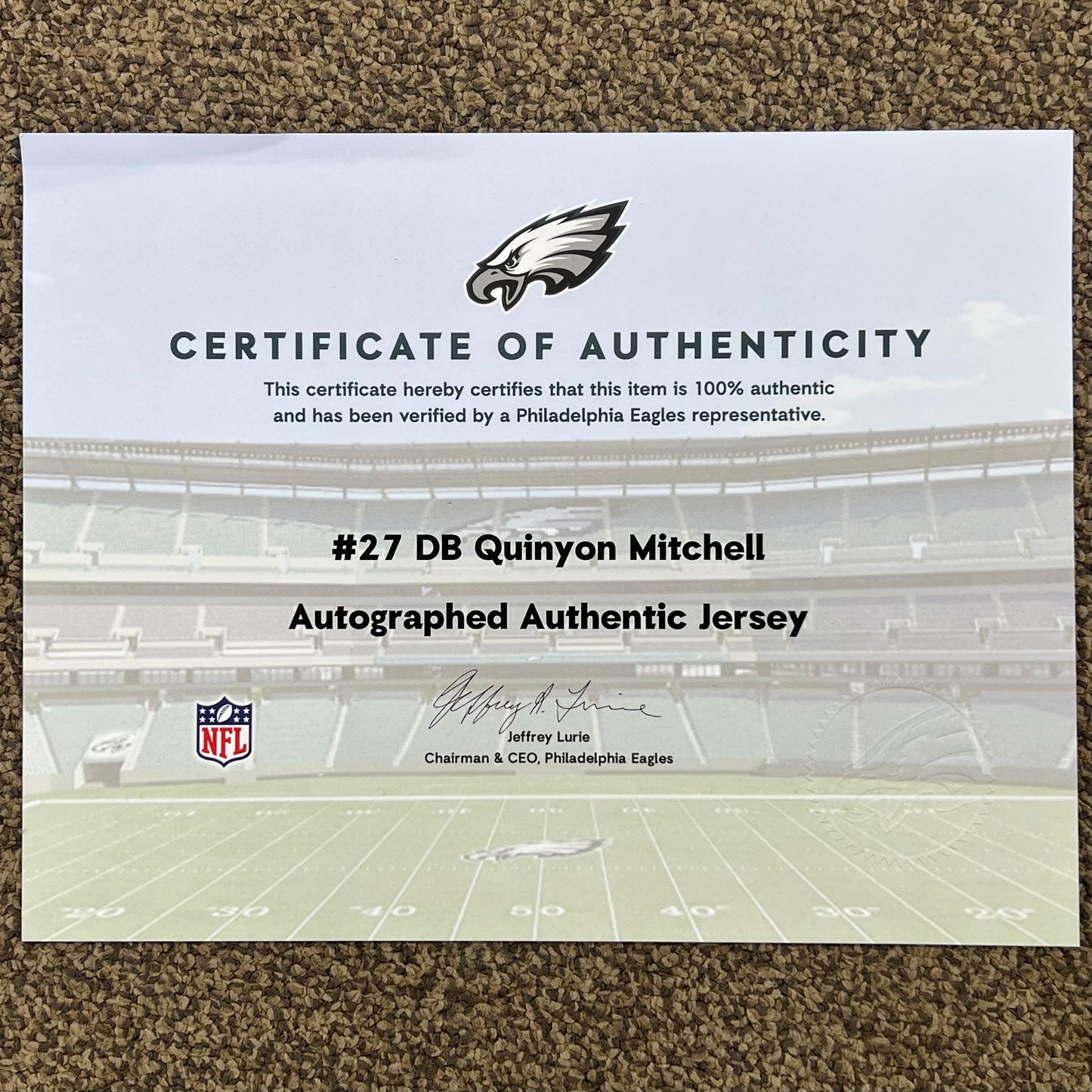Quinyon Mitchell #27 Autographed Football Jersey W/ COA