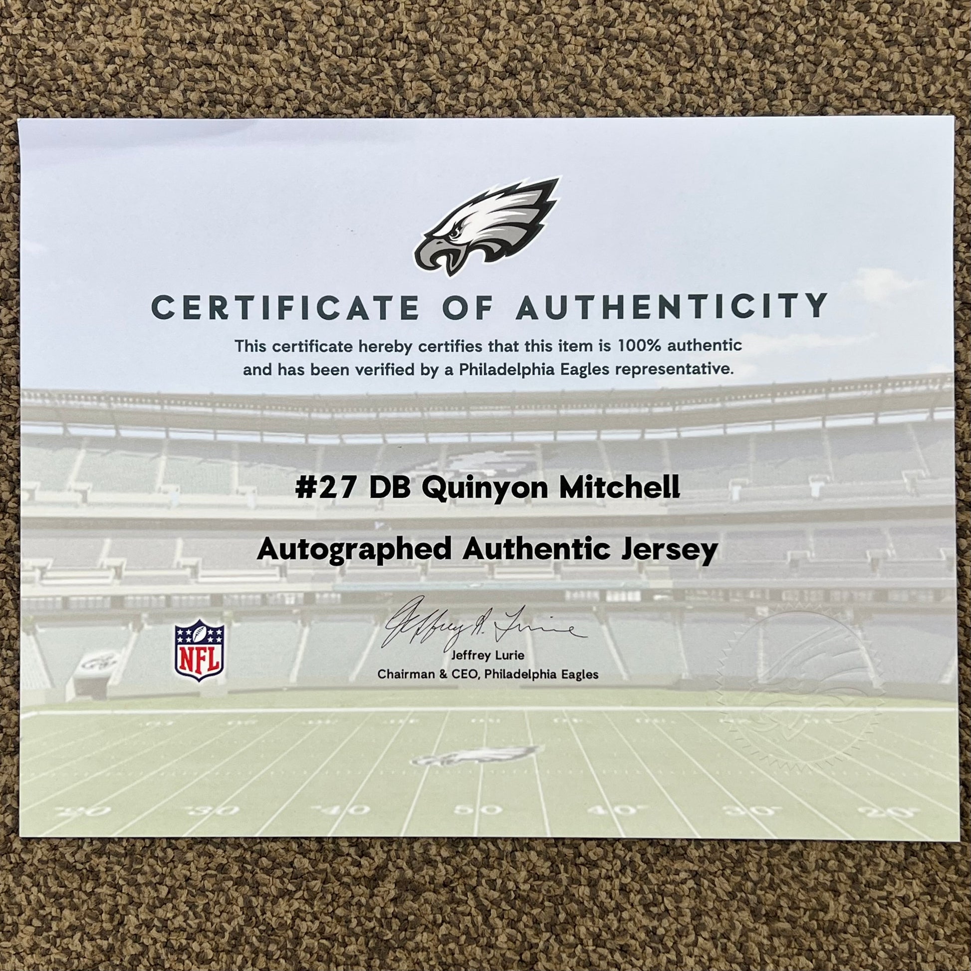 Quinyon Mitchell #27 Autographed Football Jersey W/ COA