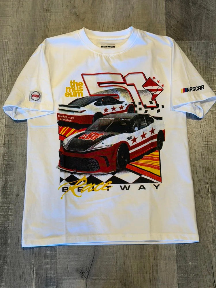 Adult Museum X NASCAR 51 Tee White
