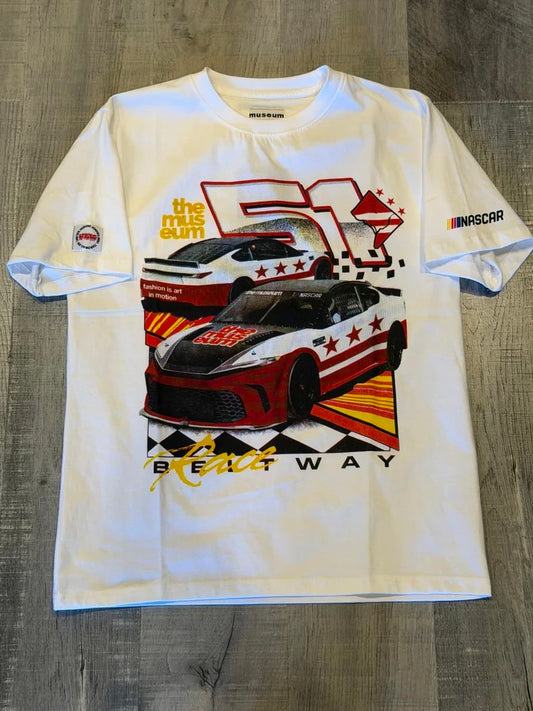 Adult Museum X NASCAR 51 Tee White