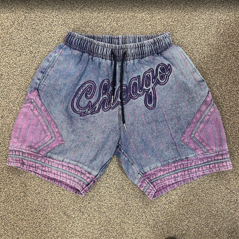 Chicago Bull Denim Basketball Shorts Purple