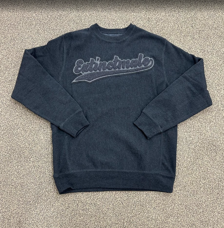 ExtinctMale Black Patchwork Black Crewneck Sweater
