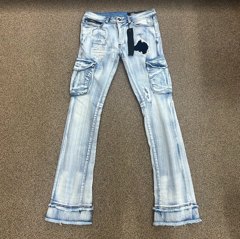 C'est La Vie Stacked Washed Jeans