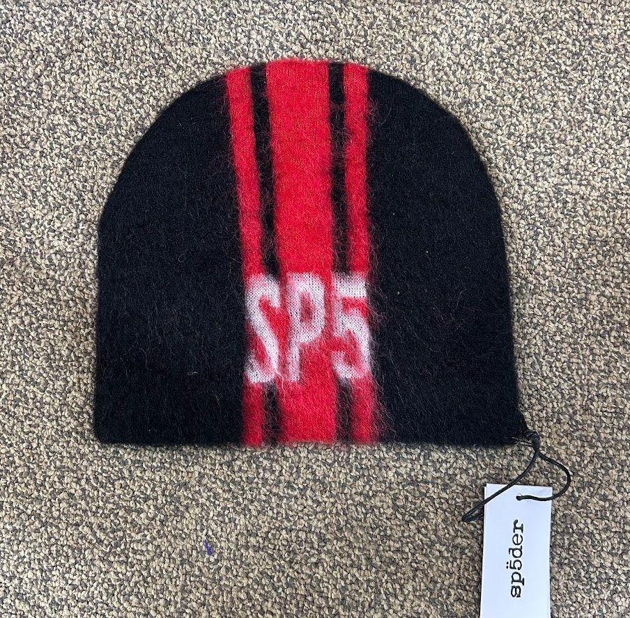Sp5der SP5 Mohair Black Red Striped Skully