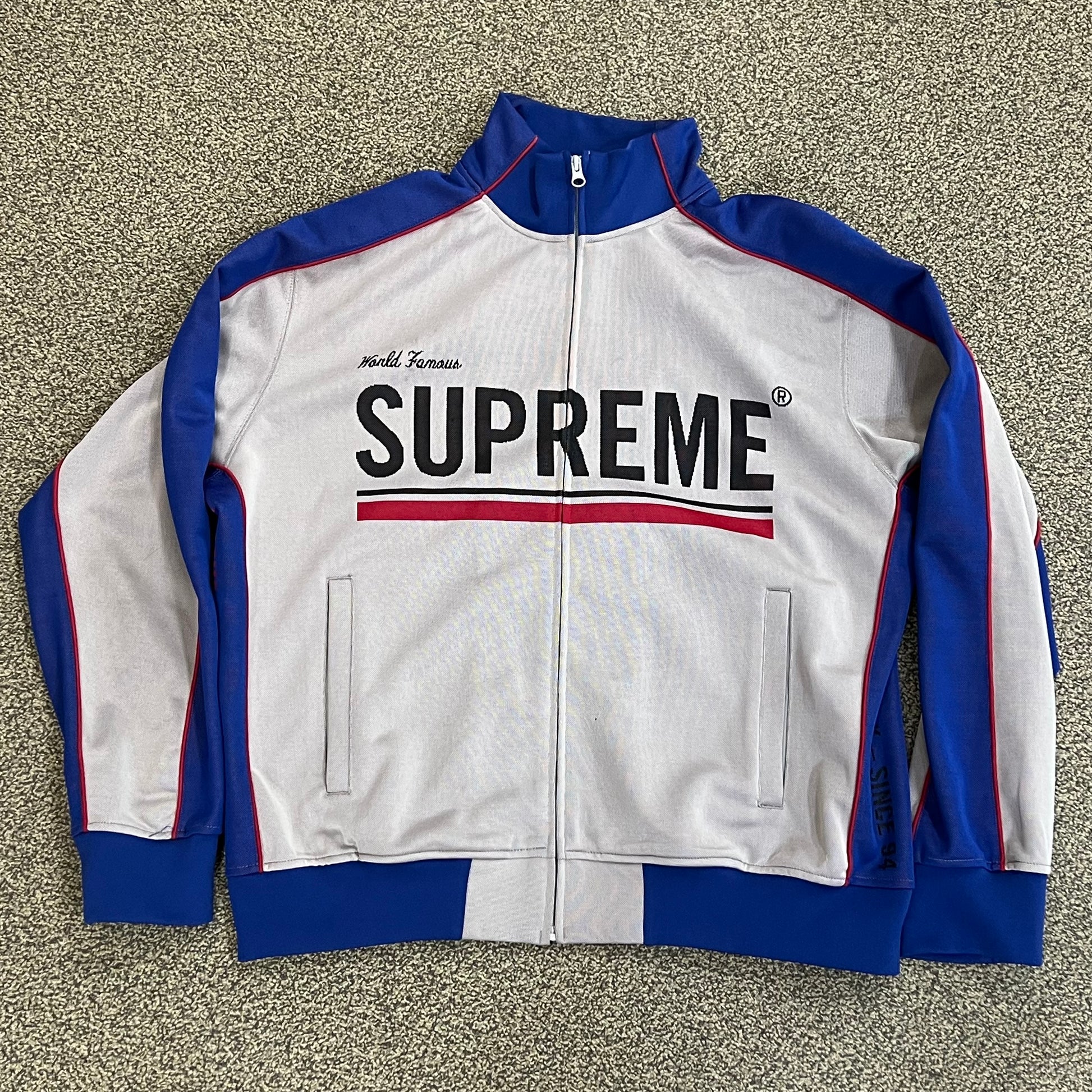 Supreme World Famous Jacquard Track Jacket Stone