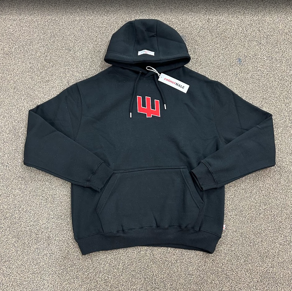 ExtinctMale Black Middle Logo Pullover Hoodie