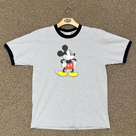 Vintage Disney Store Mickey Mouse Grey Ringer Tee
